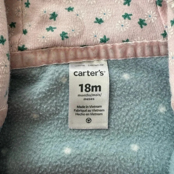 Carters fleece blue polka dot cat hooded one piece zip up size 18 months - Picture 6 of 7